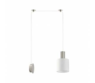 SE21-NM-4-NM1W-SH1 ADEPT TUBE Nickel Matt Wall Lamp White Fabric Shade+