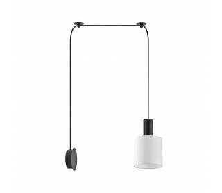 SE21-BL-4-NM1W-SH1 ADEPT TUBE Black Matt Wall Lamp White Fabric Shade+