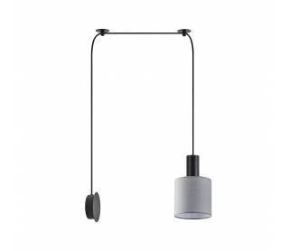 SE21-BL-4-NM1W-SH2 ADEPT TUBE Black Matt Wall Lamp Grey Fabric Shade+