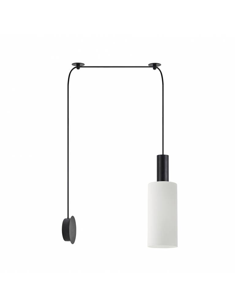 SE21-BL-GL3 ADEPT TUBE Black Matt Wall Lamp White Glass+