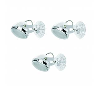 T12022A-1R (x3) Juno Packet White adjustable spot with chrome ring and glass+