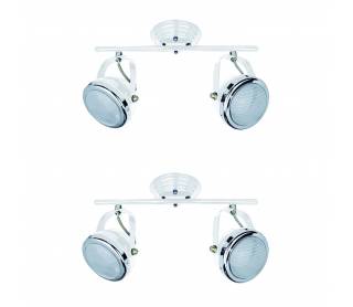 T12022A-2TU (x2) Juno Packet White adjustable spot with chrome ring and glass+