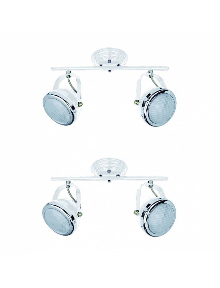 T12022A-2TU (x2) Juno Packet White adjustable spot with chrome ring and glass+