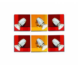 GU1094J-3B (x2) Colours Spot Packet Chrome metal rotating spot with decorative red and yellow g