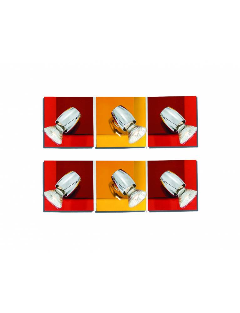 GU1094J-3B (x2) Colours Spot Packet Chrome metal rotating spot with decorative red and yellow g