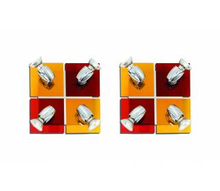 GU1094J-4B (x2) Colours Spot Packet Chrome metal rotating spot with decorative red and yellow g