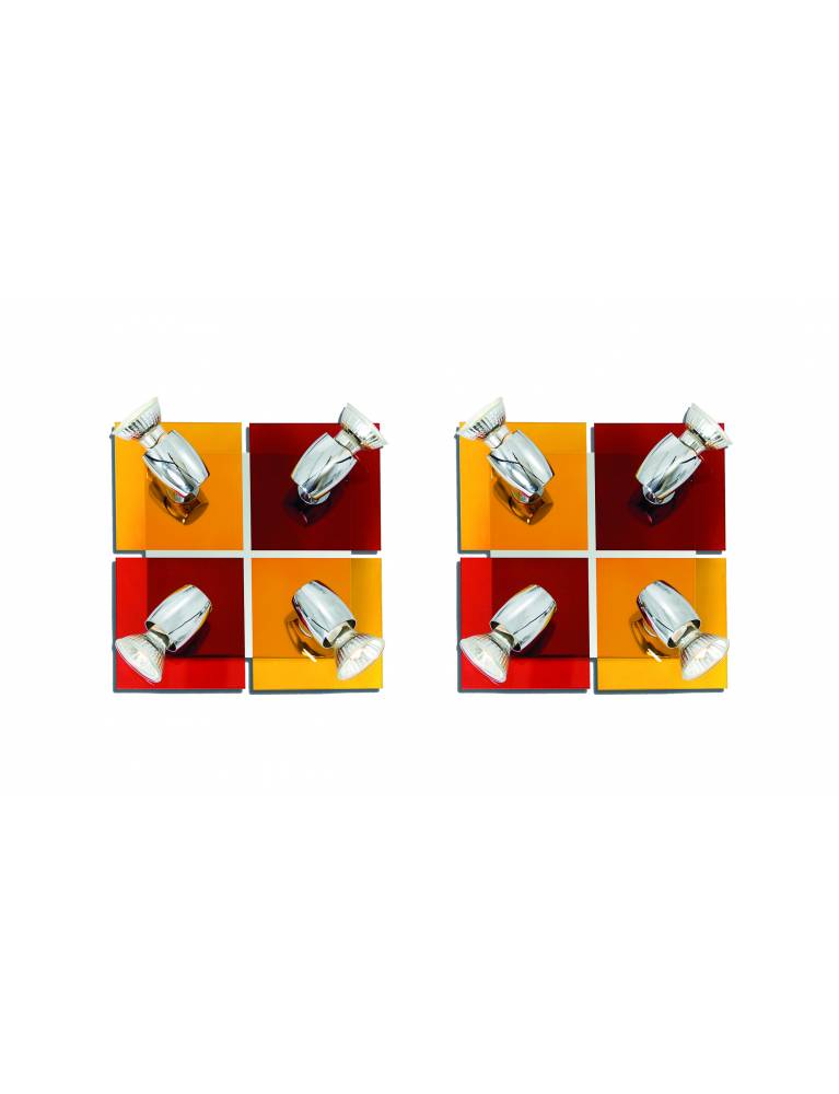 GU1094J-4B (x2) Colours Spot Packet Chrome metal rotating spot with decorative red and yellow g