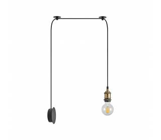 SE21-BR-10-BL1W MAGNUM Bronze Metal Wall Lamp with Black Fabric Cable+