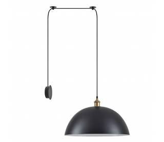 SE21-BR-10-BL1W-MS50 MAGNUM Bronze Metal Wall Lamp with Black Fabric Cable and Metal Shade+