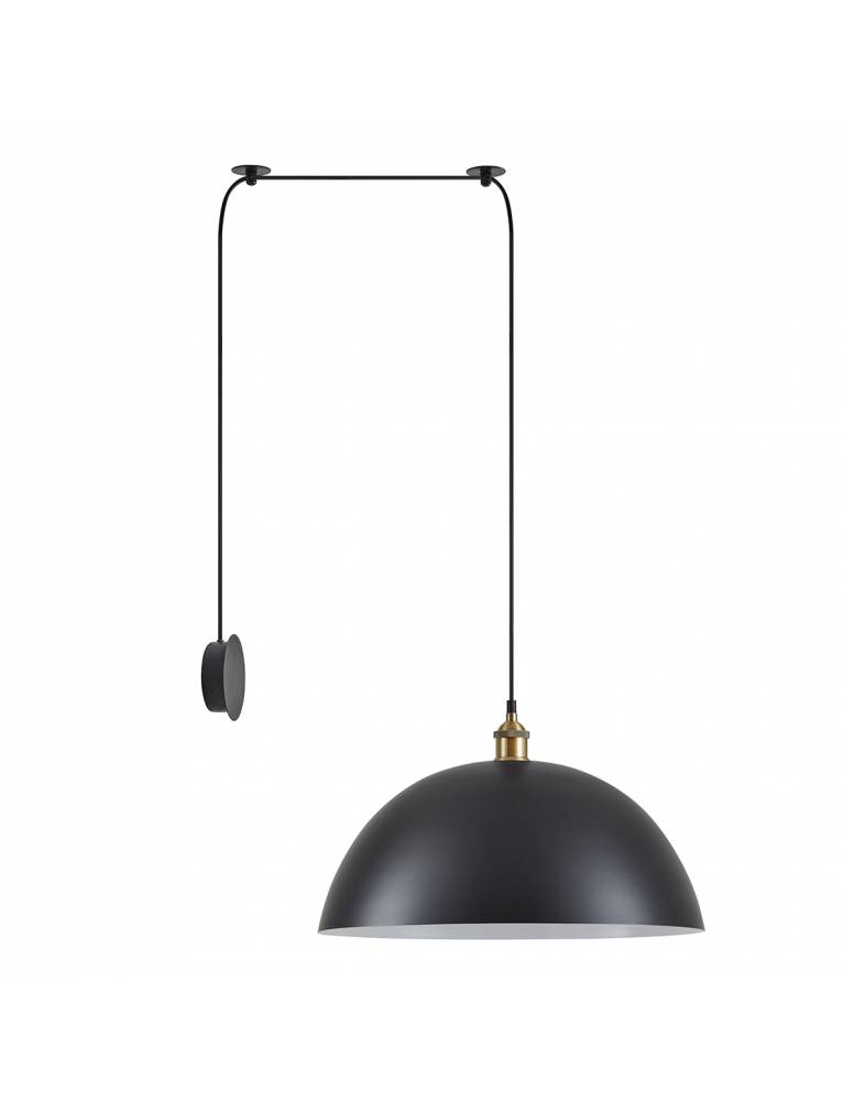 SE21-BR-10-BL1W-MS50 MAGNUM Bronze Metal Wall Lamp with Black Fabric Cable and Metal Shade+