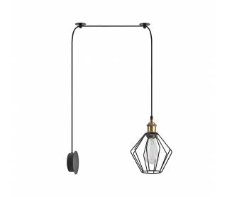 SE21-BR-10-BL1W-GR1 MAGNUM Bronze Metal Wall Lamp with Black Fabric Cable and Metal Grid+ 1Z2