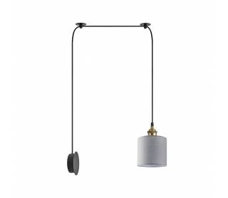 SE21-BR-10-BL1W-SH2  MAGNUM BRONZE Grey Fabric Wall Lamp+