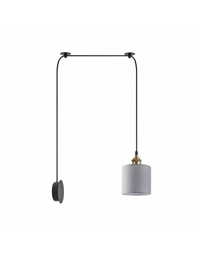 SE21-BR-10-BL1W-SH2  MAGNUM BRONZE Grey Fabric Wall Lamp+