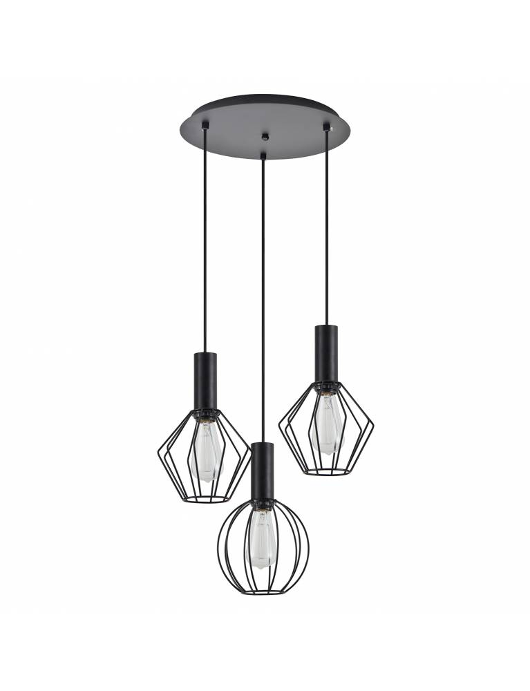 SE21-BL-4-3BL-GR12 ADEPT FLEX Black Pendant Black Metal Grid+