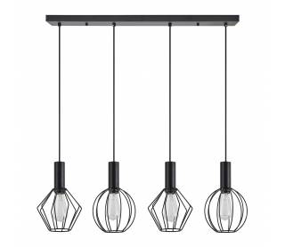 SE21-BL-4-4BL-GR12 ADEPT FLEX Black Pendant Black Metal Grid+