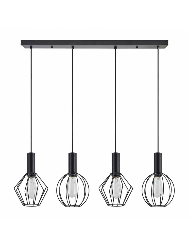 SE21-BL-4-4BL-GR12 ADEPT FLEX Black Pendant Black Metal Grid+