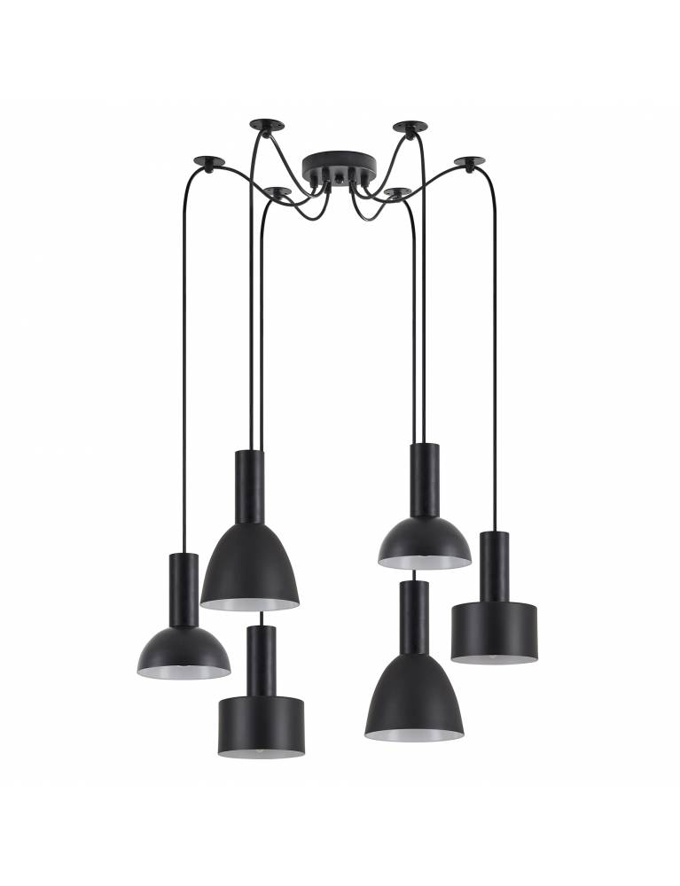 SE21-BL-4-BL6-MS12 ADEPT FLEX Black Pendant Black Metal Shade+