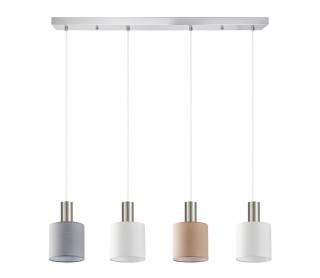 SE21-NM-4-4BL-SH123 ADEPT FLEX Nickel Matt Pendant White, Grey, Brown Fabric Shade+