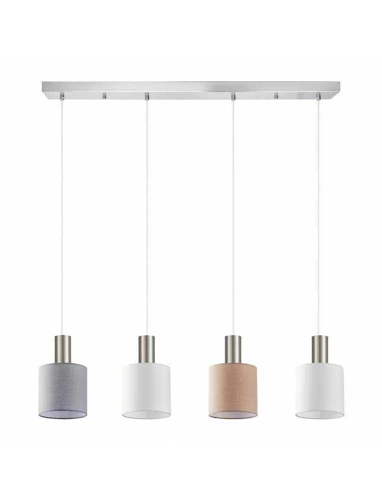 SE21-NM-4-4BL-SH123 ADEPT FLEX Nickel Matt Pendant White, Grey, Brown Fabric Shade+