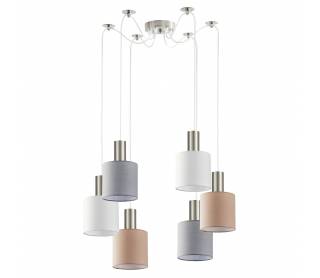 SE21-NM-4-BL6-SH12 ADEPT FLEX Nickel Matt Pendant White, Grey, Brown Fabric Shade+