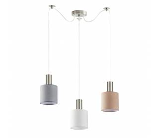 SE21-NM-4-BL3-SH12 ADEPT FLEX Nickel Matt Pendant White, Grey, Brown Fabric Shade+