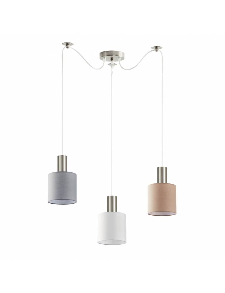 SE21-NM-4-BL3-SH12 ADEPT FLEX Nickel Matt Pendant White, Grey, Brown Fabric Shade+