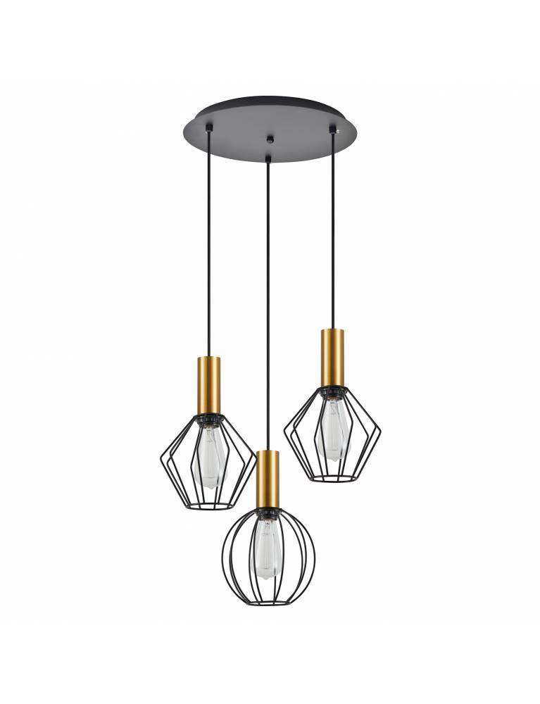 SE21-GM-4-3BL-GR12 ADEPT FLEX Gold Matt Pendant Black Metal Grid+