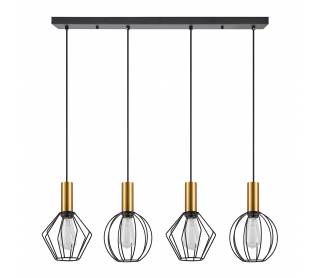 SE21-GM-4-4BL-GR12 ADEPT FLEX Gold Matt Pendant Black Metal Grid+