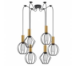 SE21-GM-4-BL6-GR12 ADEPT FLEX Gold Matt Pendant Black Metal Grid+