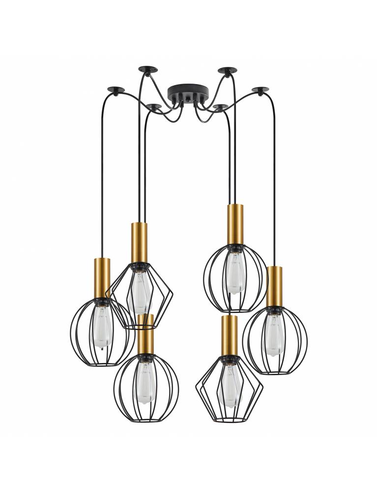 SE21-GM-4-BL6-GR12 ADEPT FLEX Gold Matt Pendant Black Metal Grid+