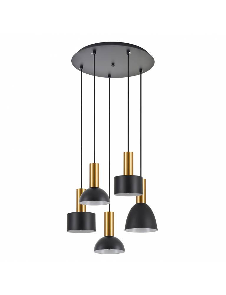 SE21-GM-4-5BL-MS123 ADEPT FLEX Gold Matt Pendant Black Metal Shade+