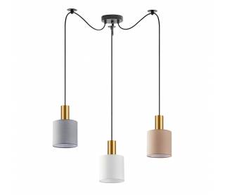 SE21-GM-4-BL3-SH12 ADEPT FLEX Gold Matt Pendant White, Grey, Brown Fabric Shade+