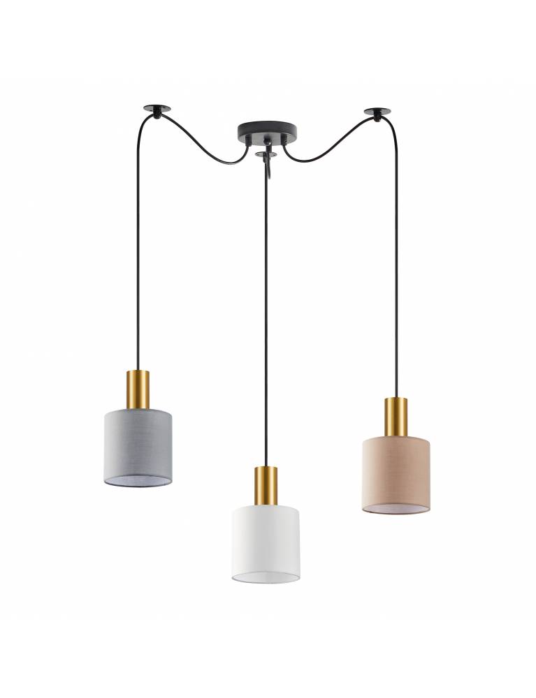 SE21-GM-4-BL3-SH12 ADEPT FLEX Gold Matt Pendant White, Grey, Brown Fabric Shade+