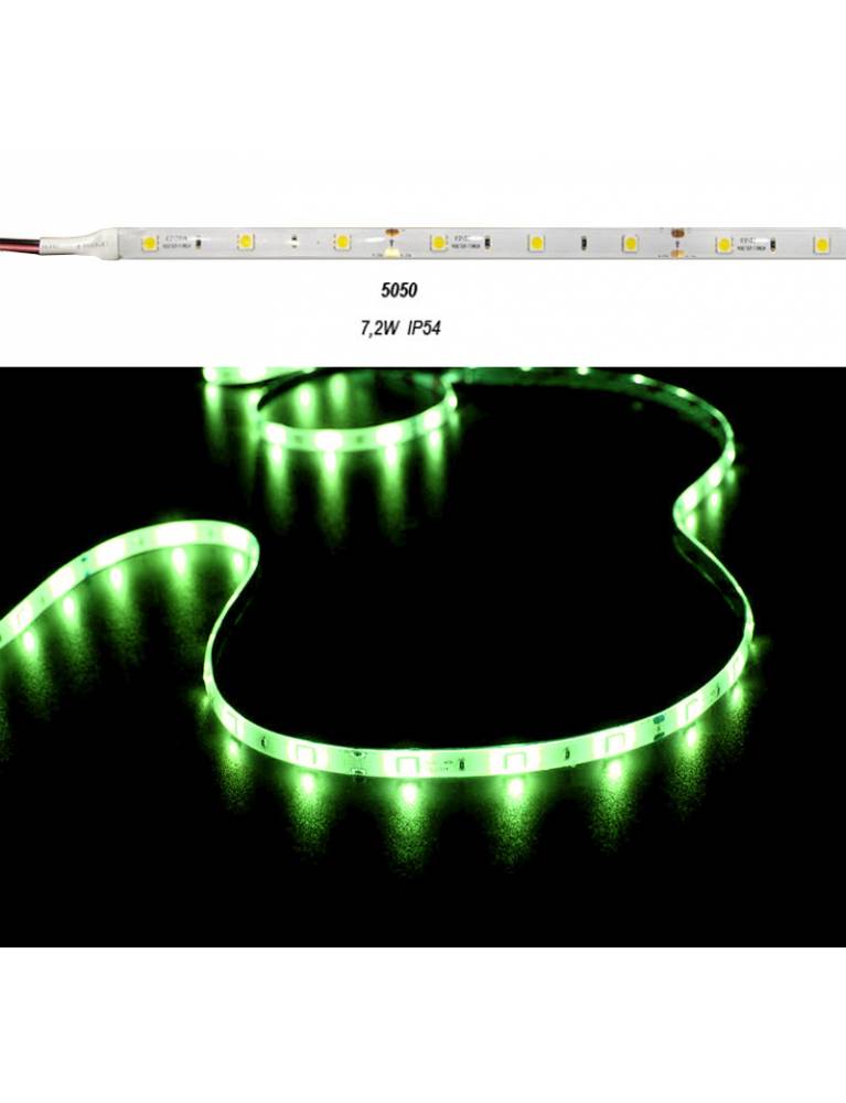 ΤΑΙΝΙΑ LED 5m 12VDC 7.2W/m 30LED/m ΠΡΑΣΙΝΟ IP54