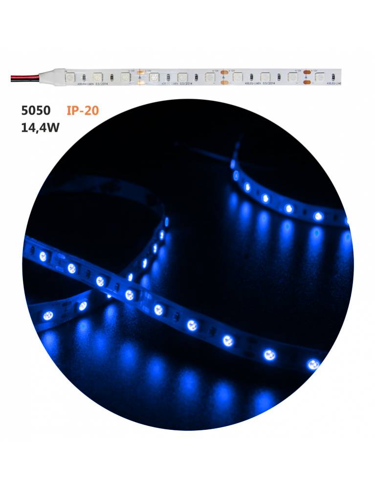 ΤΑΙΝΙΑ LED 5m 24VDC 14.4W/m 60LED/m ΜΠΛΕ IP20