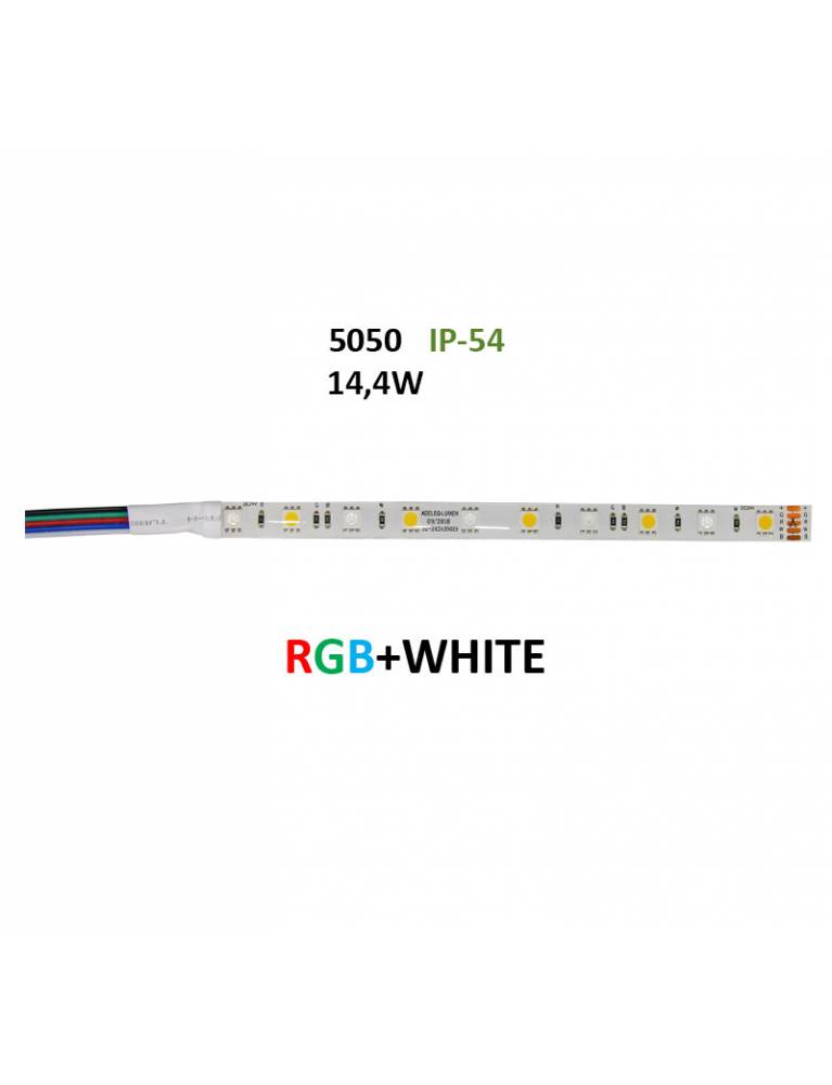 ΤΑΙΝΙΑ LED 5m 24VDC 14.4W/m 60LED RGB & ΛΕΥΚΟ IP54