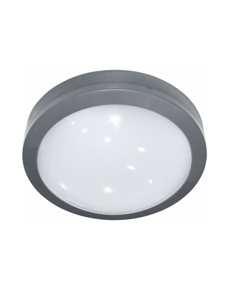 LED ΠΛΑΦΟΝΙΕΡΑ PC ΣΤΡΟΓΓΥΛΗ Φ230mm 18W 4000K IP65 ΓΚΡΙ