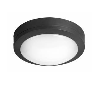 LED ΠΛΑΦΟΝΙΕΡΑ PC ΣΤΡΟΓΓΥΛΗ Φ170mm 8W 3000Κ IP65 ΜΑΥΡΗ