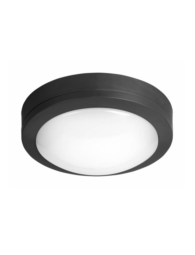 LED ΠΛΑΦΟΝΙΕΡΑ PC ΣΤΡΟΓΓΥΛΗ Φ170mm 8W 3000Κ IP65 ΜΑΥΡΗ