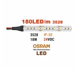 ΤΑΙΝΙΑ LED 5m 24VDC 18W/m 180LED/m ΘΕΡΜΟ IP20(OSRAM LED)