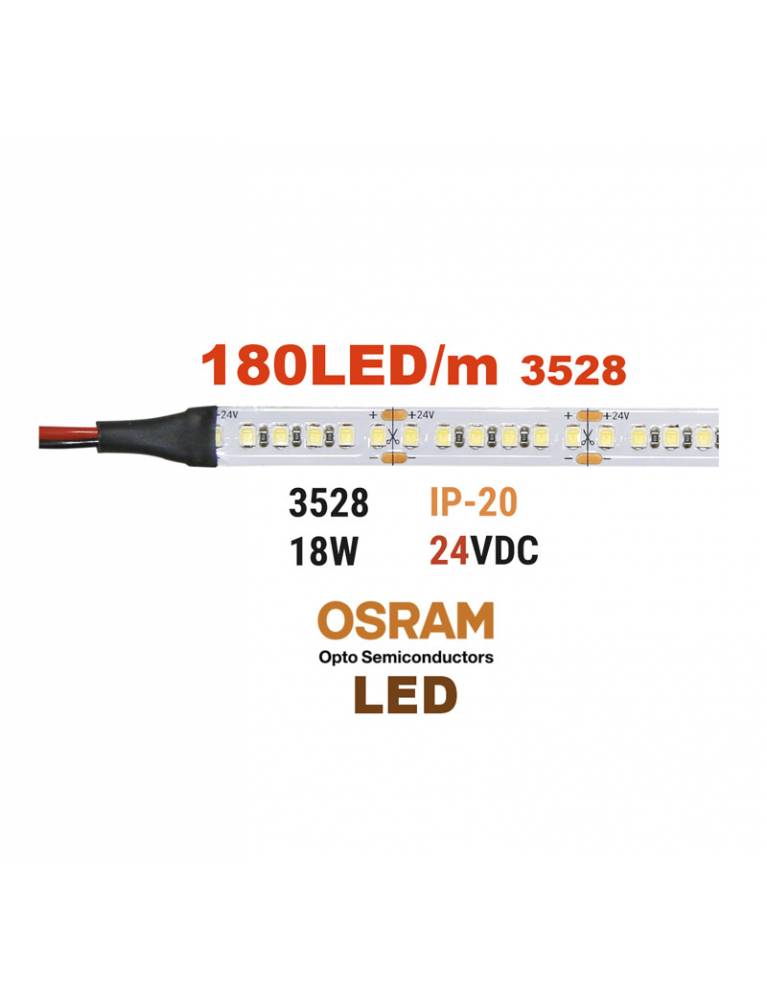 ΤΑΙΝΙΑ LED 5m 24VDC 18W/m 180LED/m ΘΕΡΜΟ IP20(OSRAM LED)