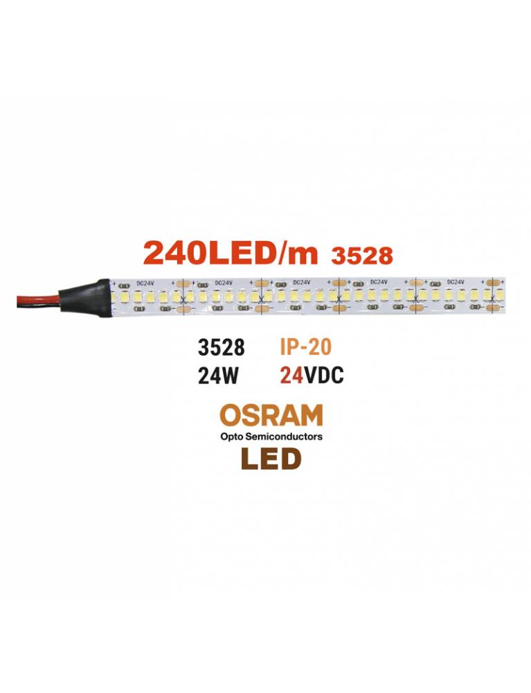 ΤΑΙΝΙΑ LED 5m 24VDC 24W/m 240LED/m ΘΕΡΜΟ IP20(OSRAM LED)